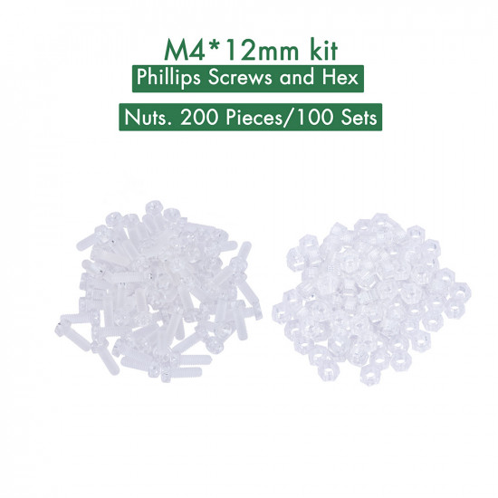 M4 * 12 mm PC Clear Acrylic Screw and Nut Kit