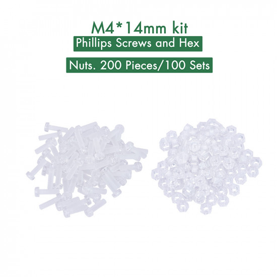 M4 * 14 mm PC Clear Acrylic Screw and Nut Kit