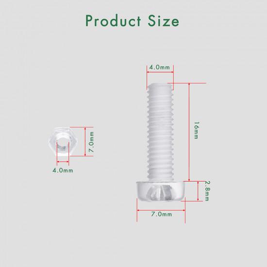 M4 * 16 mm PC Clear Acrylic Screw and Nut Kit