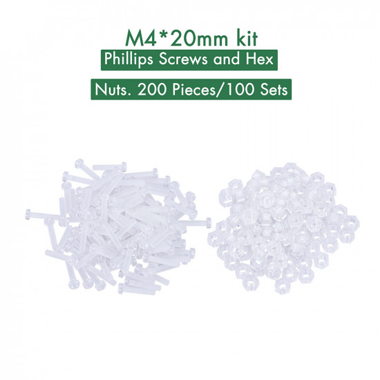 M4 * 20 mm PC Clear Acrylic Screw and Nut Kit