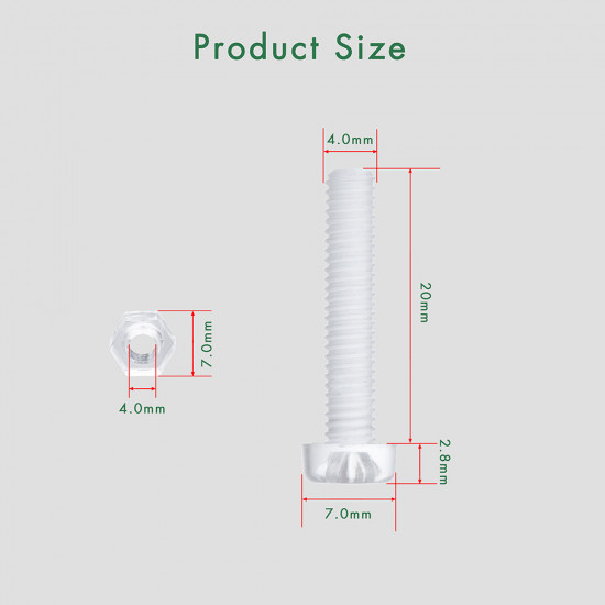 M4 * 20 mm PC Clear Acrylic Screw and Nut Kit