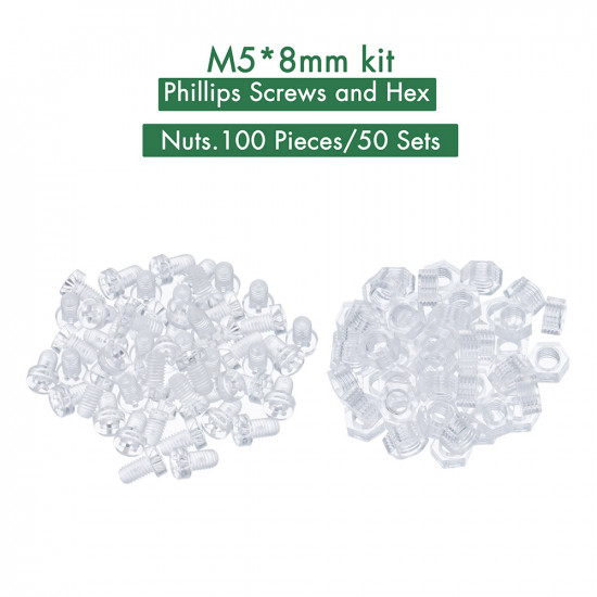 M5 * 8 mm PC Clear Acrylic Screw and Nut Kit