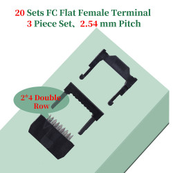 2.54 mm 2*4 Double Row 8 Pin IDC Rectangular Socket Connector FC Flat Female Terminal 3 Piece Set