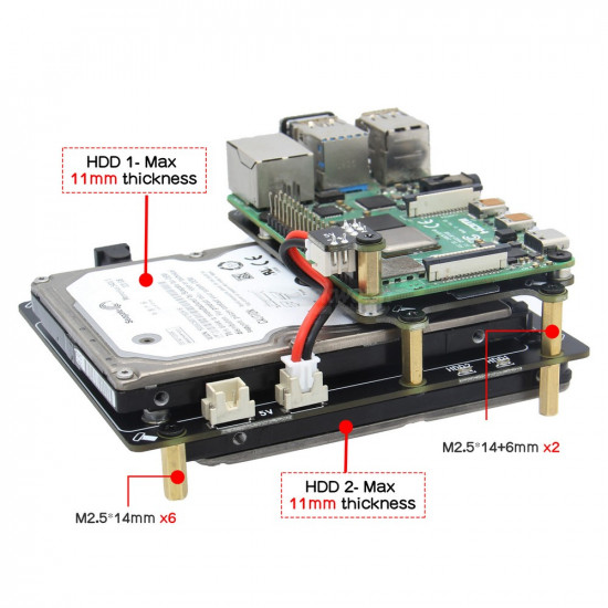 Raspberry Pi 4B 3.5 inch SATA NAS Storage Expansion Board X832 V1.2 with Shell 12V Power Supply.