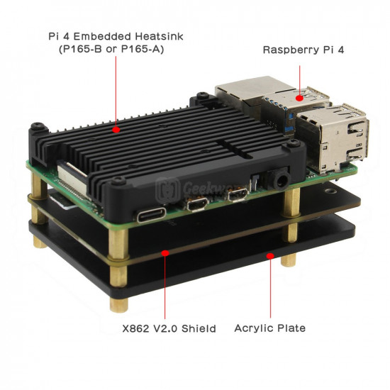 Raspberry Pi 4 M.2 NGFF SATA SSD Key-B NAS Storage Expansion Board X862 V2.0.